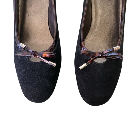 Stuart Weitzman Vintage Black Suede Tortoise Bow Kitten Heels Pumps - 5 - Picture 6 of 12
